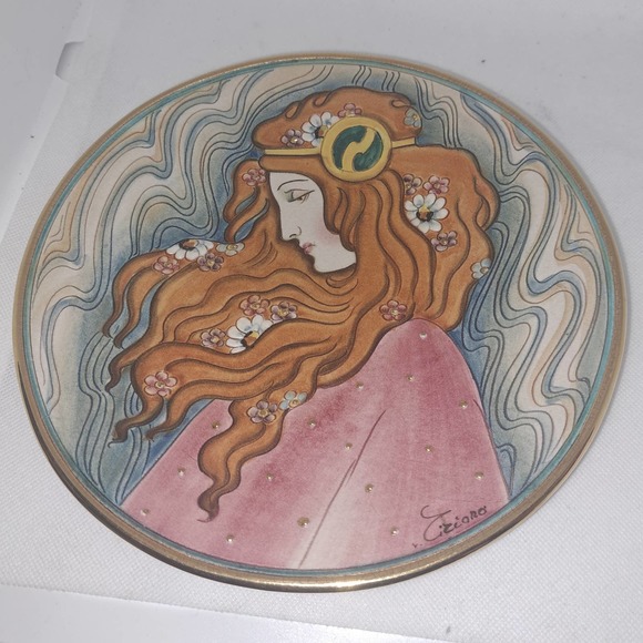Veneto Flair La Belle Femme Series Lily Plate V Tiziano Hand Painted Italy #2463 - Picture 3 of 7